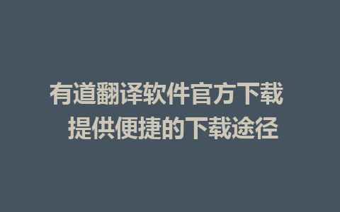 有道翻译软件官方下载  提供便捷的下载途径