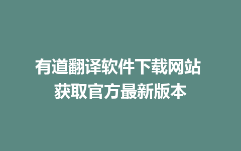 有道翻译软件下载网站 获取官方最新版本