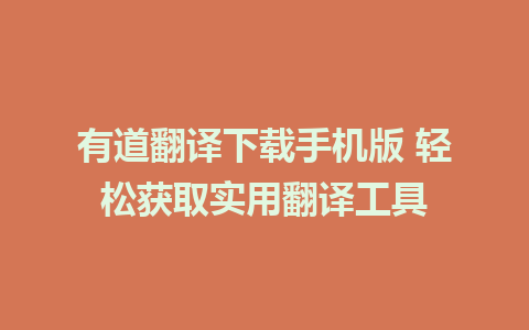 有道翻译下载手机版 轻松获取实用翻译工具