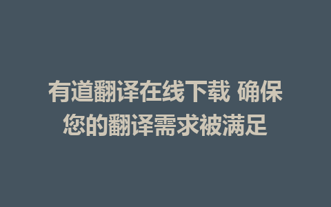 有道翻译在线下载 确保您的翻译需求被满足