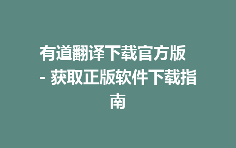 有道翻译下载官方版  - 获取正版软件下载指南