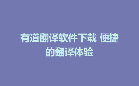 有道翻译软件下载 便捷的翻译体验