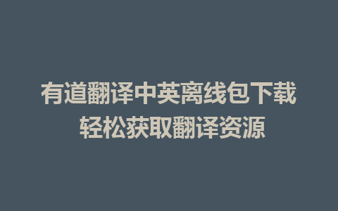 有道翻译中英离线包下载 轻松获取翻译资源