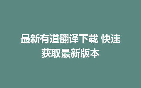 最新有道翻译下载 快速获取最新版本