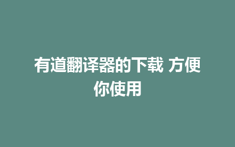 有道翻译器的下载 方便你使用