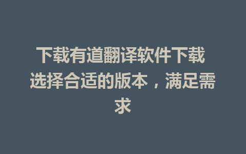 下载有道翻译软件下载 选择合适的版本，满足需求