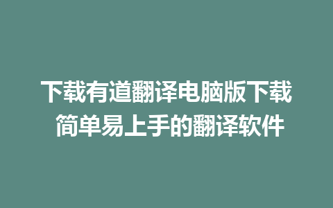 下载有道翻译电脑版下载 简单易上手的翻译软件