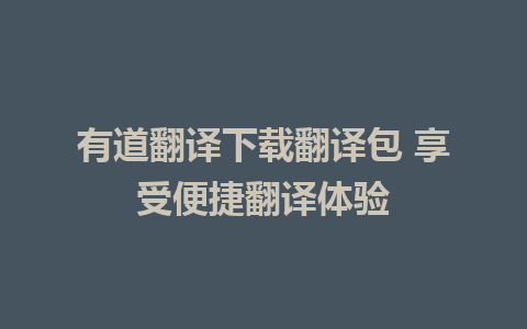 有道翻译下载翻译包 享受便捷翻译体验