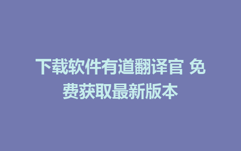 下载软件有道翻译官 免费获取最新版本