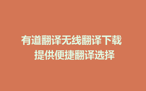 有道翻译无线翻译下载  提供便捷翻译选择