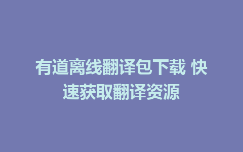 有道离线翻译包下载 快速获取翻译资源