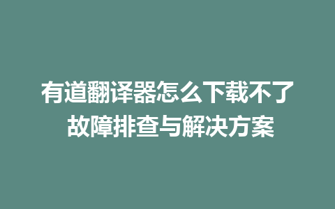 有道翻译器怎么下载不了 故障排查与解决方案