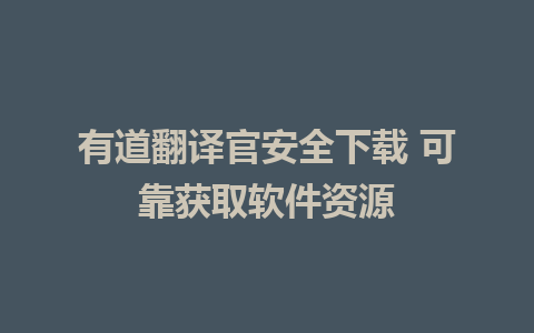 有道翻译官安全下载 可靠获取软件资源