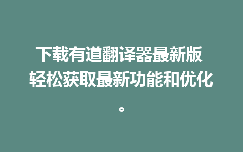 下载有道翻译器最新版 轻松获取最新功能和优化。