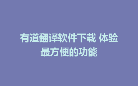 有道翻译软件下载 体验最方便的功能