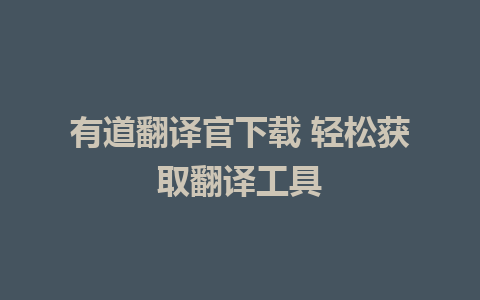 有道翻译官下载 轻松获取翻译工具