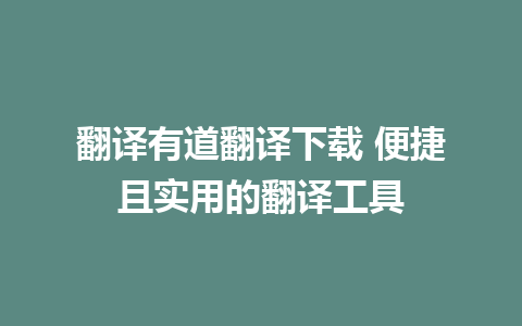 翻译有道翻译下载 便捷且实用的翻译工具