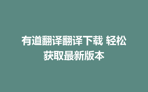 有道翻译翻译下载 轻松获取最新版本