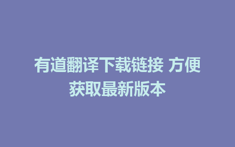 有道翻译下载链接 方便获取最新版本