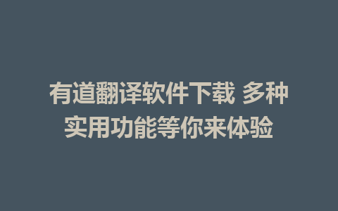 有道翻译软件下载 多种实用功能等你来体验