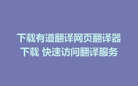 下载有道翻译网页翻译器下载 快速访问翻译服务