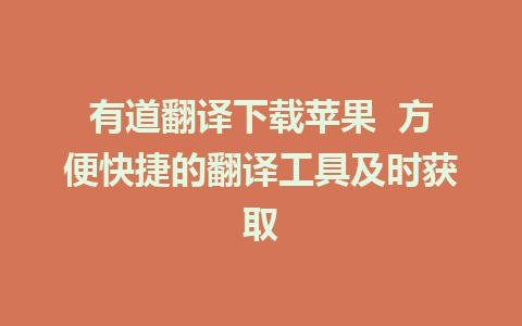 有道翻译下载苹果  方便快捷的翻译工具及时获取