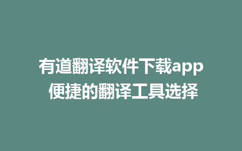 有道翻译软件下载app 便捷的翻译工具选择