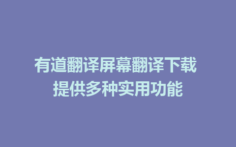 有道翻译屏幕翻译下载 提供多种实用功能