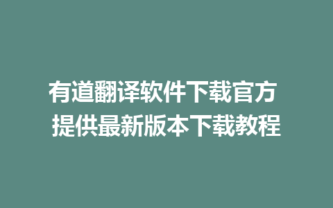 有道翻译软件下载官方 提供最新版本下载教程