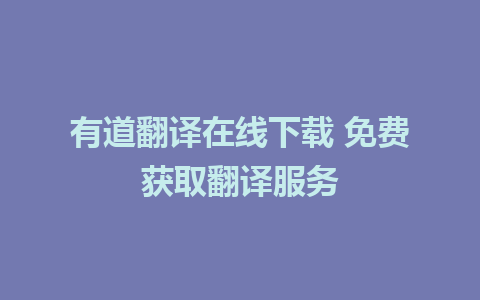 有道翻译在线下载 免费获取翻译服务