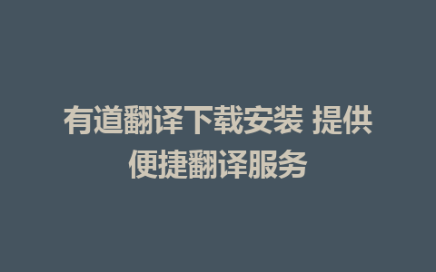 有道翻译下载安装 提供便捷翻译服务