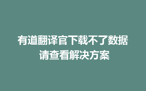 有道翻译官下载不了数据 请查看解决方案