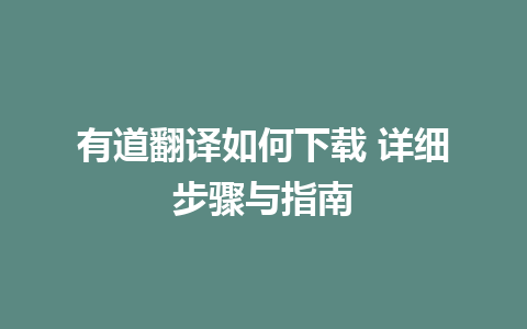 有道翻译如何下载 详细步骤与指南