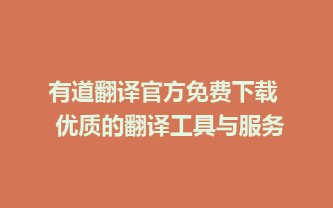 有道翻译官方免费下载  优质的翻译工具与服务