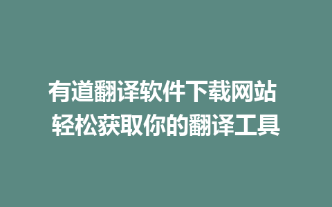 有道翻译软件下载网站 轻松获取你的翻译工具