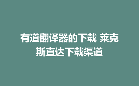 有道翻译器的下载 莱克斯直达下载渠道