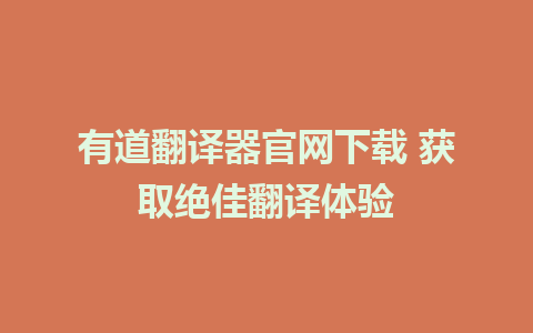 有道翻译器官网下载 获取绝佳翻译体验