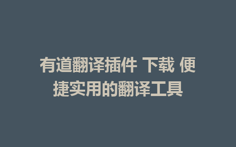 有道翻译插件 下载 便捷实用的翻译工具