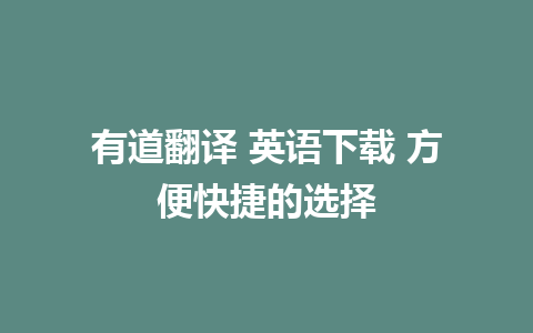 有道翻译 英语下载 方便快捷的选择