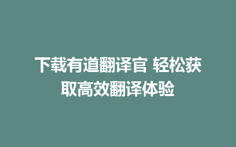 下载有道翻译官 轻松获取高效翻译体验