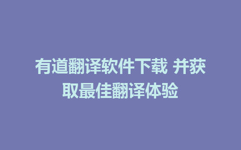 有道翻译软件下载 并获取最佳翻译体验