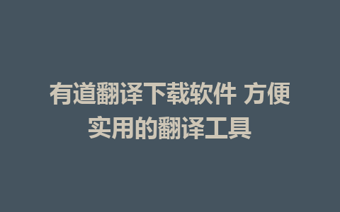 有道翻译下载软件 方便实用的翻译工具