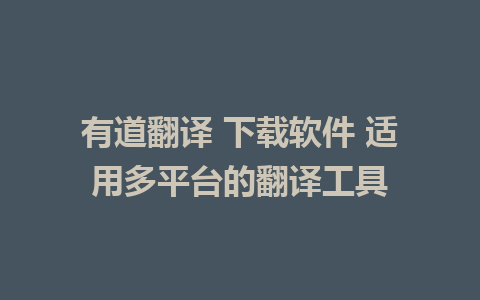 有道翻译 下载软件 适用多平台的翻译工具