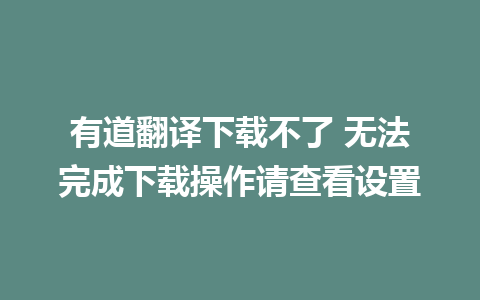 有道翻译下载不了 无法完成下载操作请查看设置