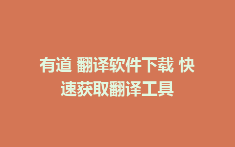 有道 翻译软件下载 快速获取翻译工具