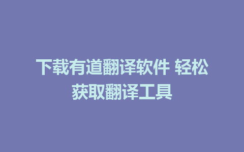 下载有道翻译软件 轻松获取翻译工具