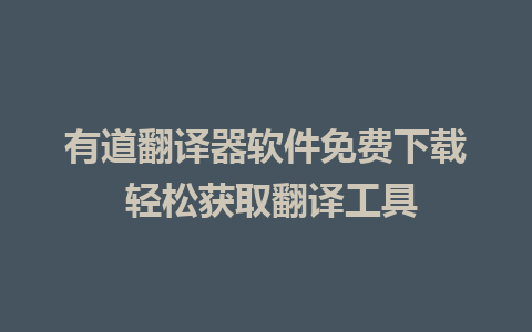 有道翻译器软件免费下载 轻松获取翻译工具