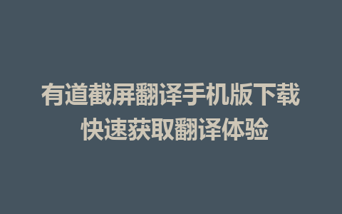 有道截屏翻译手机版下载 快速获取翻译体验